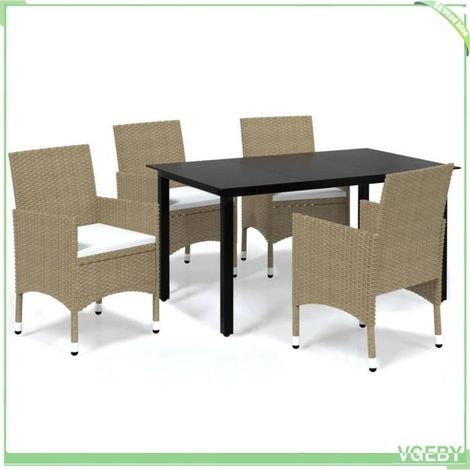 Ensemble à manger de jardin - FAFEICY - 3094987 - Beige - 4 places - Plateau verre (1/5)
