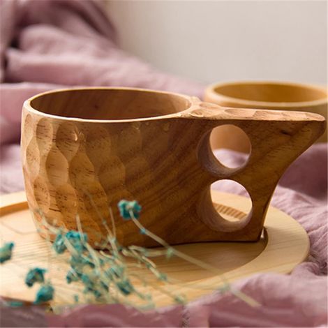 Tasse de voyage en bois 200ml, design scandinave, idéale pour camping et randonnée (1/4)