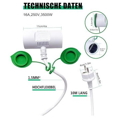 Extension Cable H05VV-F 10 m White Sockets (1/4)