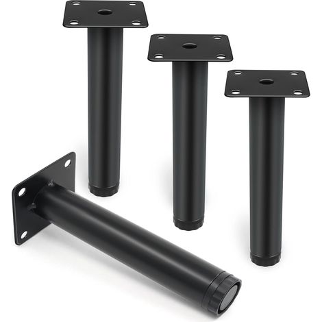 4 Pcs Pieds de Meubles Noir,15cm Pieds de Support en Fixation en Métal.Pieds de Meuble en Métal,Ronds Métal Acier Canapé Jambe Table Pieds (1/5)