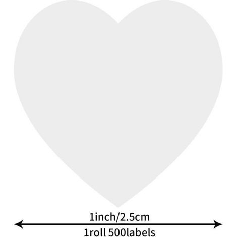 Autocollant Coeur - Vinyle Blanc - 25 mm - Étanche - Pour Scrapbooking Mariage Cadeaux - Lot de 500 (1/5)