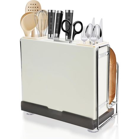 Portacoltelli - Multifunzionale, grande capacità, con blocco portacoltelli e organizer per tagliere - Supporto per posate da cucina (1/3)