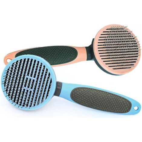 Pair Lot de 2 brosses en un clic pour enlever les nœuds, les poils lâches et le sous-poil - Pour animaux de compagnie à poils courts et moyens et longs (1/5)