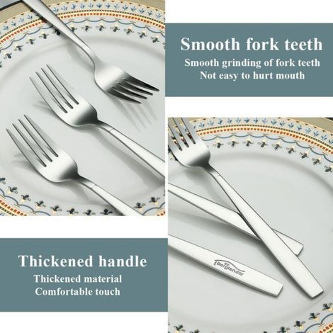 Fourchettes de table modernes - - 12 pièces - Acier inoxydable - Lave-vaisselle - Idéal pour mariage (1/5)
