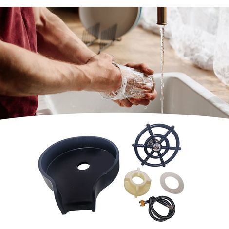 Lave-tasses haute pression en acier inoxydable, rince-tasses automatique pour évier, noir (1/5)