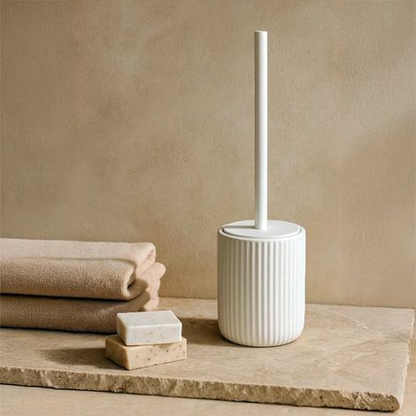 Exagonshop Portascopino wc a pavimento in ceramica bianco color