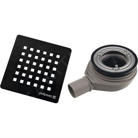 Siphon douche à l'italienne 90 mm DN40 – Cache bonde acier inoxydable noir – Débit 30 l/min – 17751 – Polysan (1/5)