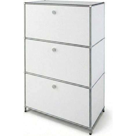 Metallschrank Concept Epure MK-129 Sideboard mit 3 verschließbaren Fächern Weiß