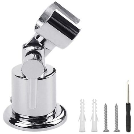 Support de douche à 180°, support de pommeau de douche en métal, support de pommeau de douche réglable en acier inoxydable, fixation murale, réglable par vis, compatible avec la plupart des dou (1/5)