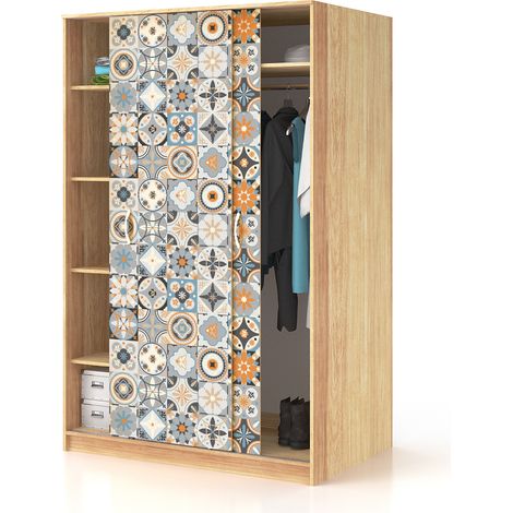 Stickers décoration Meuble - Sticker adhésif Cuisine Salon - 60 STICKERS CARREAUX DE CIMENT MEUBLE AMANDINA - 60stickers15x15cm (1/5)
