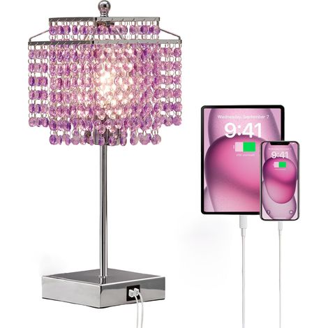 Lampada Tavolo Touch 3 Livelli Luminosità USB C+A Viola (1/5)