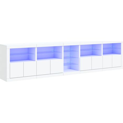 Aparador cómoda cómoda armario mueble organizador cocina salón salón con luces LED 283 x 37 x 67 cm blanco 020029847