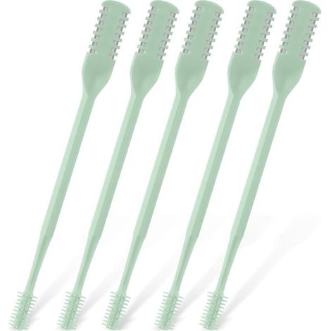 Recortador de vello nasal manual de doble cara con rotación de 360° y limpiador de oídos tipo cuchara (verde menta), 5 piezas (1/4)