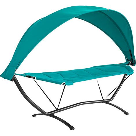 SoBuy Amaca con Supporto e tettuccio da Giardino L92P214A72cm, Portata Fino a 150 kg con Cinturini anticaduta OGS51-TB (Blu)