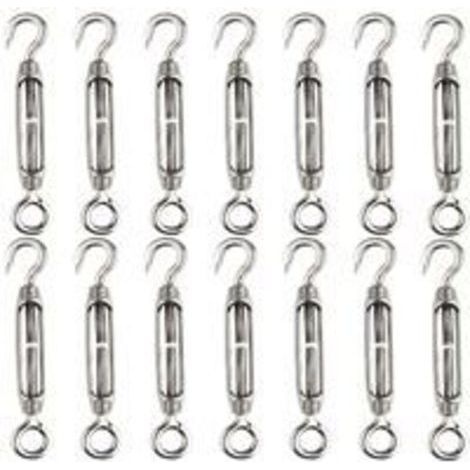 14 pièces tendeur de fil de tendeur M4 crochet et oeil tendeur de tendeur 304 tendeurs en acier inoxydable Tension de corde robuste (1/5)