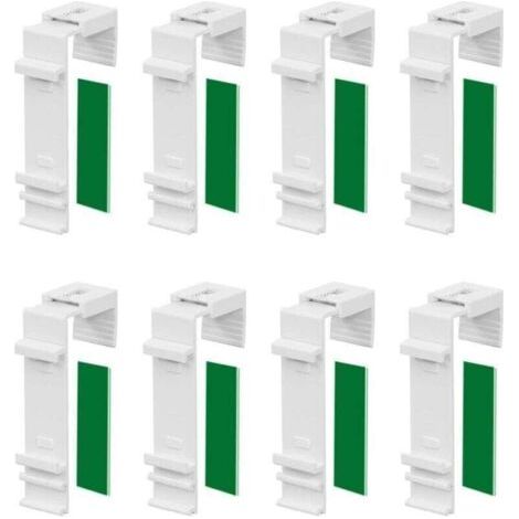 Juego de 8 soportes de sujeción largos para persianas dobles Klemmfix, para fijar y pegar sin taladrar, como accesorio o pieza de repuesto para colgar en ventanas de PVC y puertas de balcón.