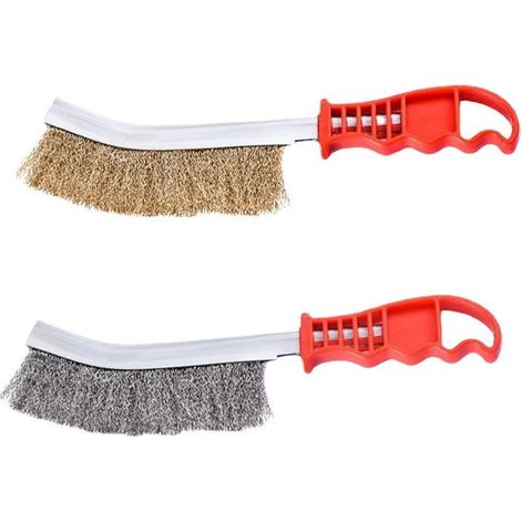 2 Pièces Brosse Metallique a Main, 230mm Brosse Métallique Fil Acier Laitonné, Acier Inoxydable Brosse Metalique pour Enlever La Rouille, La Corrosion et Les Surfaces de Frottement (1/3)
