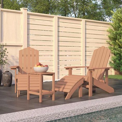 Chaises de jardin Adirondack repose-pied et table - Chaise d'extérieur pour terrasse/jardin PEHD Marron BV107544 - BonneVie (1/5)