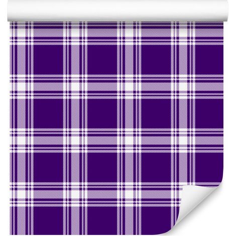 Papel pintado a cuadros morado y lavanda para salón y dormitorio, 50x1000 cm (1/5)