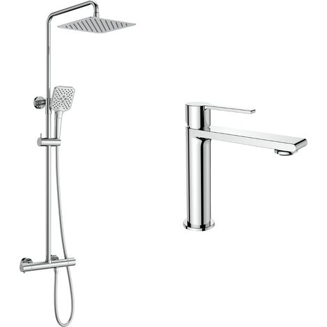 Ensemble mitigeur lavabo + Colonne de douche Couleur Chromé (1/5)