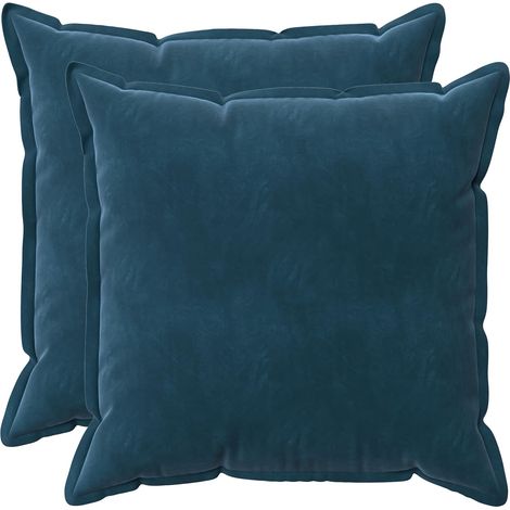 Housse de coussin 2 pcs HOUTEN Bleu 65 x 65 cm Velours vidaXL (1/5)