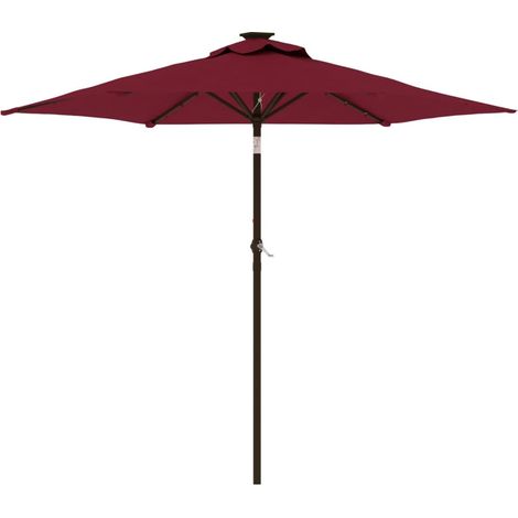 Ombrellone da giardino inclinabile con illuminazione a LED 225 x 225 x 212 cm poliestere bordeaux 020056372