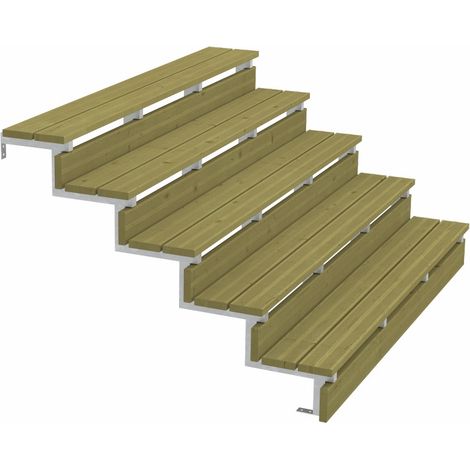 Plus Außentreppe Kiefer/Feuerverzinkt 5 Stufen 180 cm breit Außentreppe
