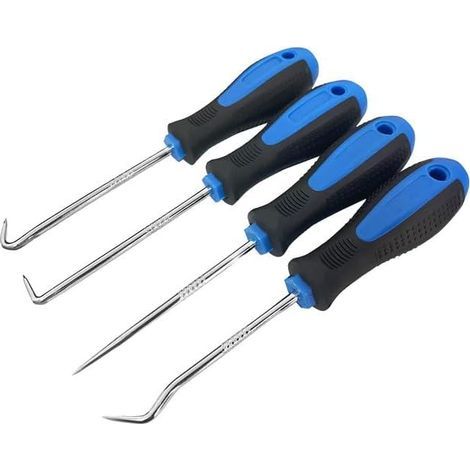 Set of 4 precision pipe and lock picks with chrome vanadium steel shaft for removing pipe joints (blue) Blue - (1/5)