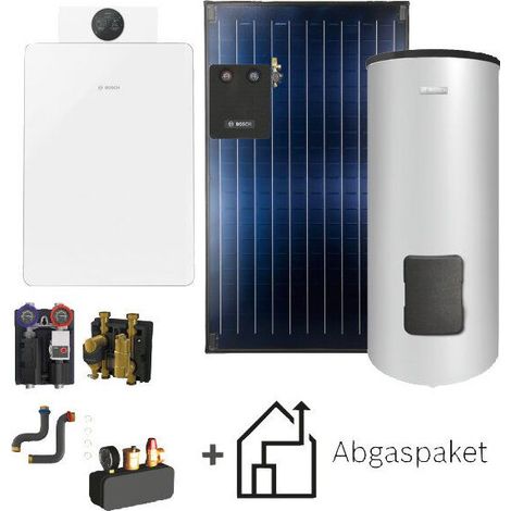 Bosch GC8800iF-30 Gas-Brennwertkessel-Paket mit 380-l-Speicher und 3 FKC-Solarkollektoren