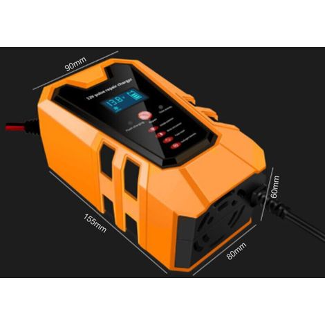 Jeffergarden Chargeur de batterie de voiture, chargeur de réparation Pluse 12 V 6 A avec affichage numérique intelligent pour batteries au plomb-acide de camions et motos (prise UE). (1/5)