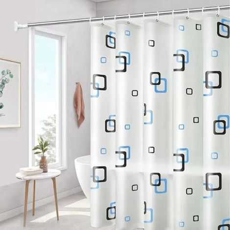 Rideau de Douche Décoratif Motif Océan Géométrique - Tissu Imperméable Abstrait Plage - pour Salle de Bain - 152x178cm (60"x70") (1/4)