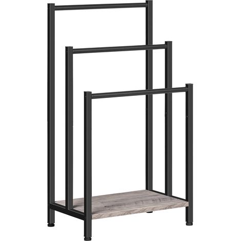 Porte-Serviettes, Range-Serviettes avec 3 Barres, Support Salle de Bain, Étagère de Rangement, 43 x 28 x 81 cm, pour Serviettes, Couvertures, Journaux, Grège et Noir (1/5)