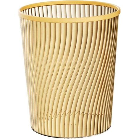 Cestino da tavolo in PET color oro, 21,3 x 25 cm, con anello di fissaggio, ideale per soggiorno, camera da letto e bagno.