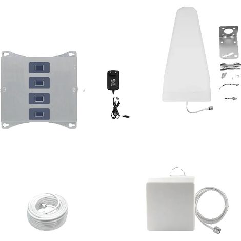 Amplificateur de signal cellulaire, support 4 bandes, antennes omnidirectionnelles et panneaux, 800 900 1800 2100 (1/2)