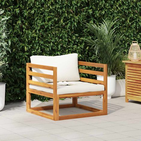 vidaXL Sedia da Giardino con Cuscino Crema in Legno Massello di