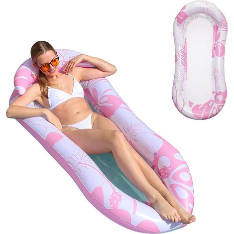 Pool-Schwimmhilfe, Poolliege mit Kopfstütze, schwimmende Hängemattenmatratze für den Pool, Pool-Nudelspielzeug, Sonnenliege, aufblasbares Bett 160x90cm (1/5)