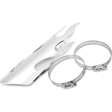 Protection thermique de pot d'échappement style flamme pour motos tout-terrain et cross-country, avec colliers de serrage de 2 à 7 cm de diamètre. (1/5)