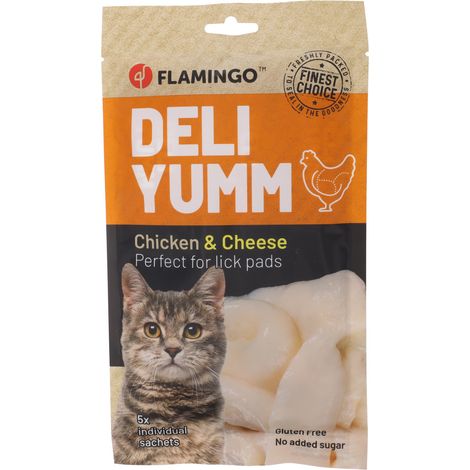 Friandises Deli Yumm Pâté avec poulet et Fromage 5 sticks de 14 g pour chat - Flamingo (1/3)
