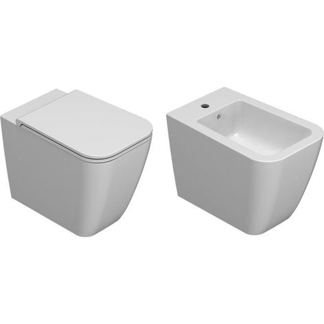 CERAMICA GLOBO Serie Stone set a terra wc+bidet+sedile chiusura rallentata codice prod: DSV001BI DSV009BI DSV020BI (1/4)