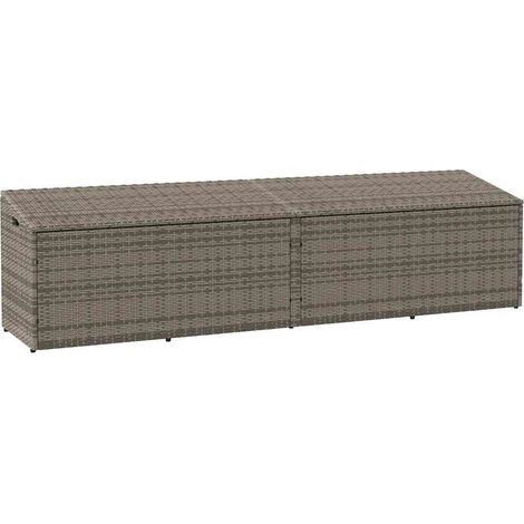 Boîte de rangement de jardin gris 220x50x58 résine tressée (1/5)