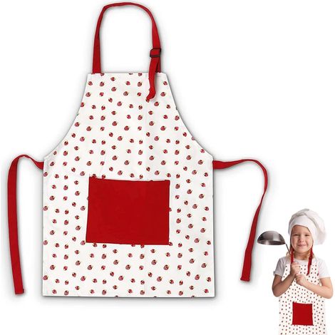 Verstellbare Kinderschürze (3-8 Jahre), aus Baumwolle mit Tasche, zum Kochen, Malen und für kreative Aktivitäten.