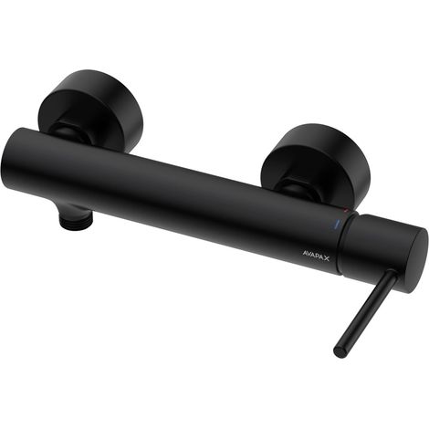 Robinet de douche - Noir mat - Cartouche céramique 30 mm - Fixation murale - Laiton
