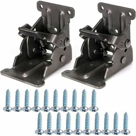 2 Pcs Charnière pliante autobloquante 90, support pliable, verrouillage extension table support d'étagère pliable en tle d'acier pour table de travail (1/5)
