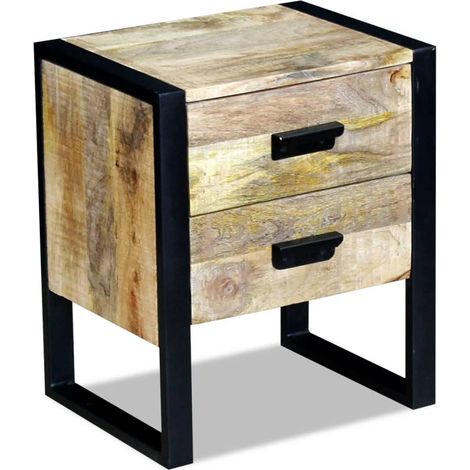 vidaXL Tavolino con 2 Cassetti in Legno Massello di Mango 43x33x51 cm (1/5)