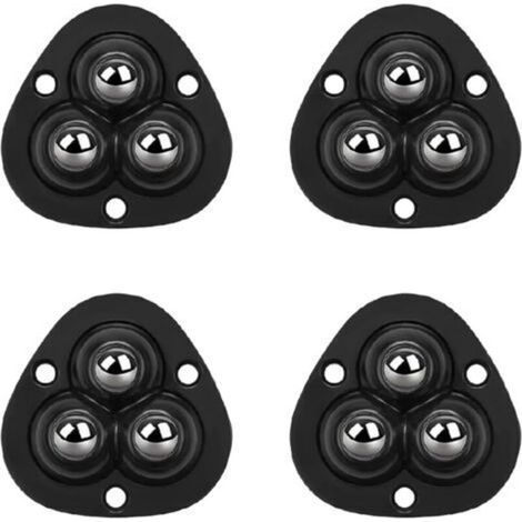 Poleas autoadhesivas - rotación de 360°, compatibles con cafeteras y electrodomésticos de cocina - 3 bolas, negras, paquete de 4