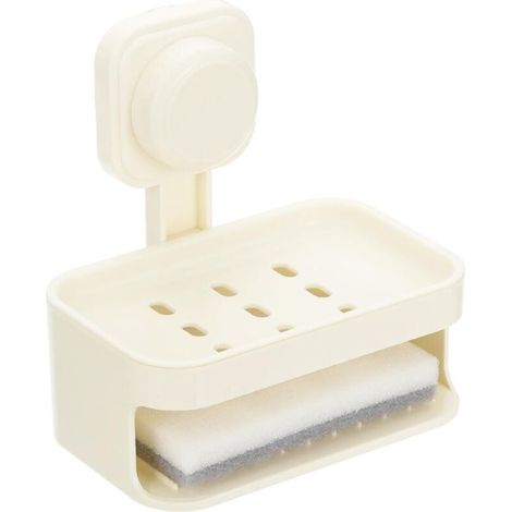 Suction cup soap dish, removable and reusable, no drilling required, white