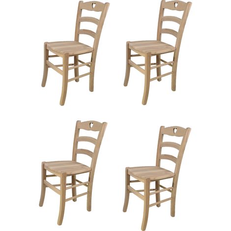 Tommychairs - Set 4 sedie modello Cuore per cucina bar e sala da pranzo, robusta struttura in legno di faggio levigato, non trattato, 100% naturale e seduta in legno (1/5)
