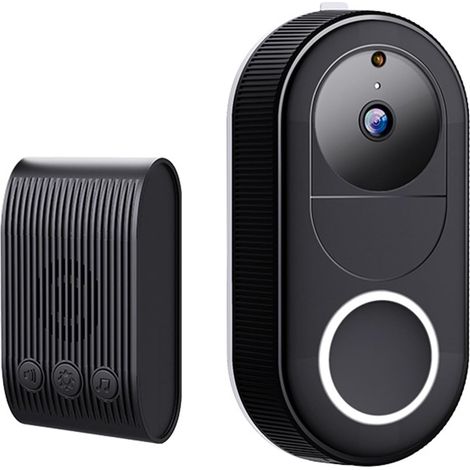 Sonnette vidéo sans fil avec vision nocturne, détection de mouvement visuelle intelligente, interphone facile à installer.-AquaForge