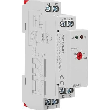 Relais de Contrôle Niveau Liquide, Contrôleur de Niveau d'Eau GRL8 01, 10A AC/DC 24V 240V