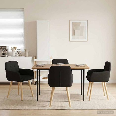vidaXL Sillas de comedor 4 uds. Bouclé Negro 59 x 56,5 x 85 cm (1/5)